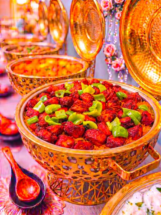 دجاج 65 مع عيش أحمر
